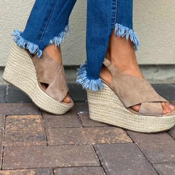 Suede Crisscross Espadrille Platform Wedge Sandal - Picture 6 of 7